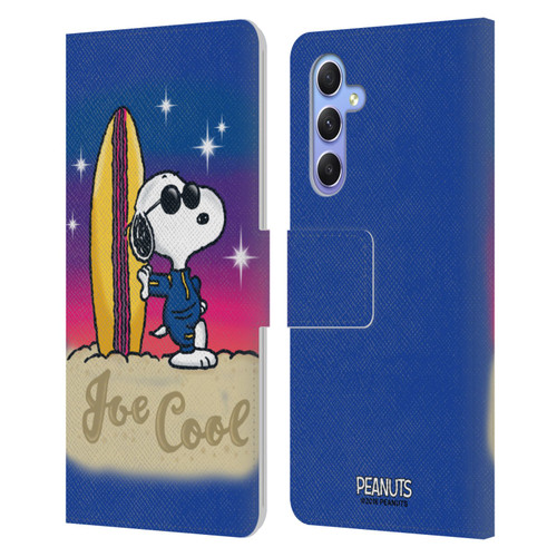 Peanuts Snoopy Boardwalk Airbrush Joe Cool Surf Leather Book Wallet Case Cover For Samsung Galaxy A34 5G