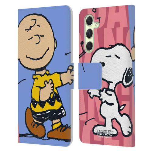 Peanuts Halfs And Laughs Snoopy & Charlie Leather Book Wallet Case Cover For Samsung Galaxy A54 5G