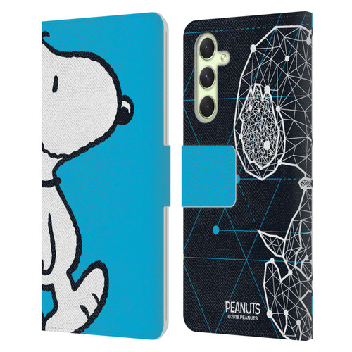 Peanuts Halfs And Laughs Snoopy Geometric Leather Book Wallet Case Cover For Samsung Galaxy A54 5G