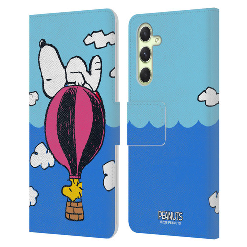 Peanuts Halfs And Laughs Snoopy & Woodstock Balloon Leather Book Wallet Case Cover For Samsung Galaxy A54 5G