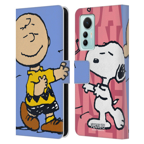 Peanuts Halfs And Laughs Snoopy & Charlie Leather Book Wallet Case Cover For Xiaomi 12 Lite