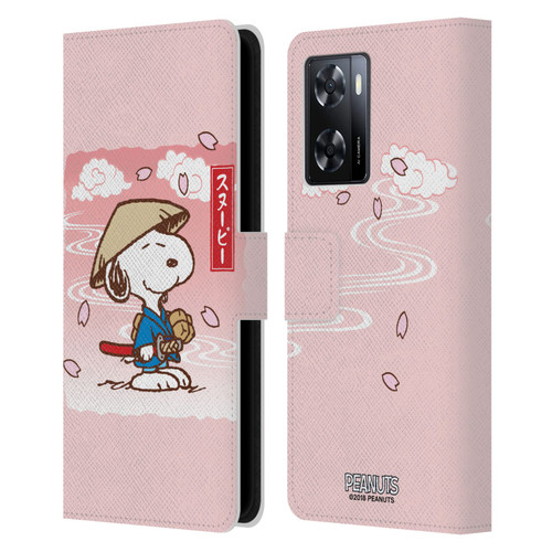 Peanuts Oriental Snoopy Samurai Leather Book Wallet Case Cover For OPPO A57s