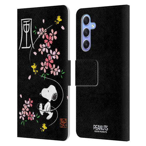 Peanuts Oriental Snoopy Cherry Blossoms Leather Book Wallet Case Cover For Samsung Galaxy A34 5G