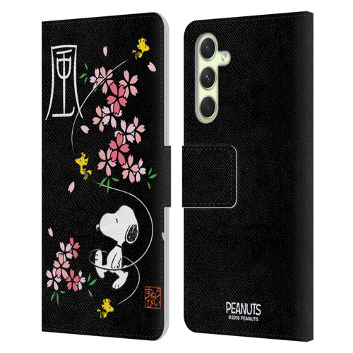 Peanuts Oriental Snoopy Cherry Blossoms Leather Book Wallet Case Cover For Samsung Galaxy A54 5G