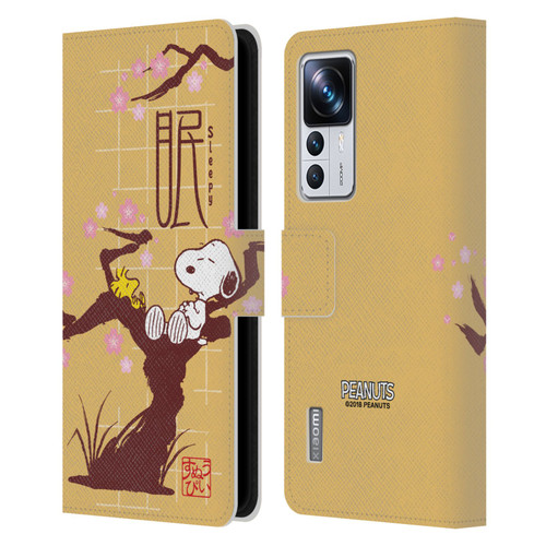 Peanuts Oriental Snoopy Sleepy Leather Book Wallet Case Cover For Xiaomi 12T Pro