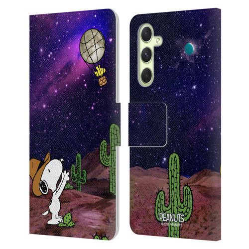 Peanuts Snoopy Space Cowboy Nebula Balloon Woodstock Leather Book Wallet Case Cover For Samsung Galaxy A54 5G