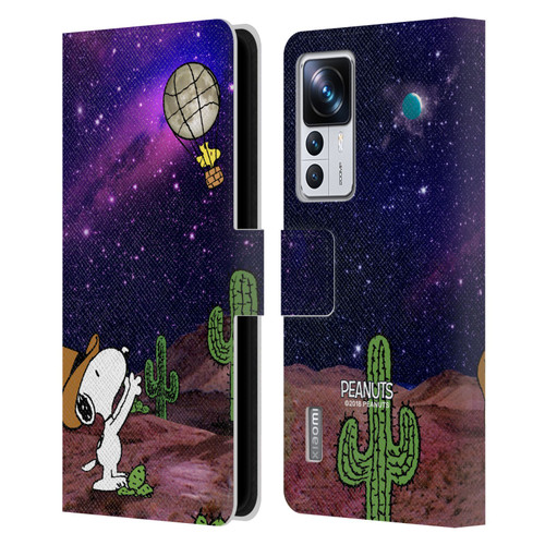 Peanuts Snoopy Space Cowboy Nebula Balloon Woodstock Leather Book Wallet Case Cover For Xiaomi 12T Pro