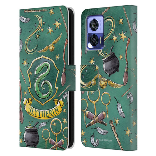 Harry Potter Deathly Hallows XIII Slytherin Pattern Leather Book Wallet Case Cover For Motorola Edge 30 Neo 5G