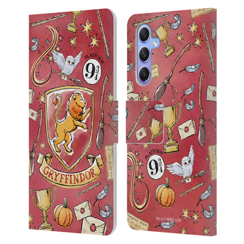 Harry Potter Deathly Hallows XIII Gryffindor Pattern Leather Book Wallet Case Cover For Samsung Galaxy A34 5G