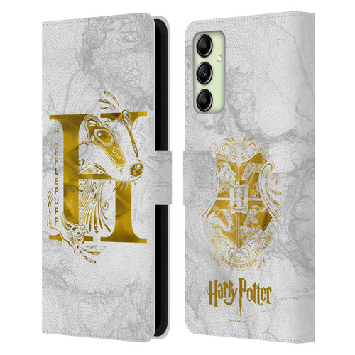 Harry Potter Deathly Hallows IX Hufflepuff Aguamenti Leather Book Wallet Case Cover For Samsung Galaxy A14 5G