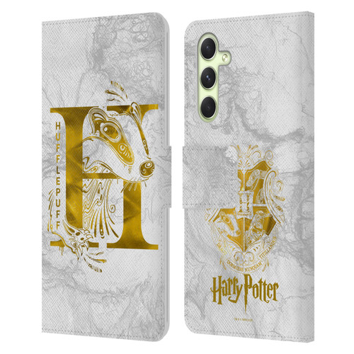 Harry Potter Deathly Hallows IX Hufflepuff Aguamenti Leather Book Wallet Case Cover For Samsung Galaxy A54 5G