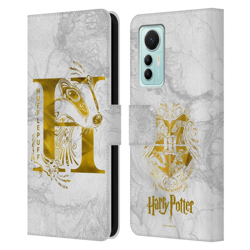 Harry Potter Deathly Hallows IX Hufflepuff Aguamenti Leather Book Wallet Case Cover For Xiaomi 12 Lite