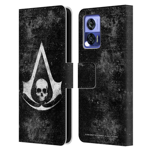 Assassin's Creed Black Flag Logos Grunge Leather Book Wallet Case Cover For Motorola Edge 30 Neo 5G