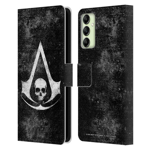 Assassin's Creed Black Flag Logos Grunge Leather Book Wallet Case Cover For Samsung Galaxy A14 5G
