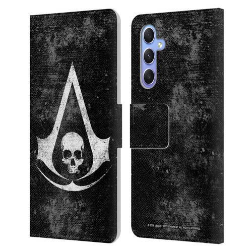 Assassin's Creed Black Flag Logos Grunge Leather Book Wallet Case Cover For Samsung Galaxy A34 5G