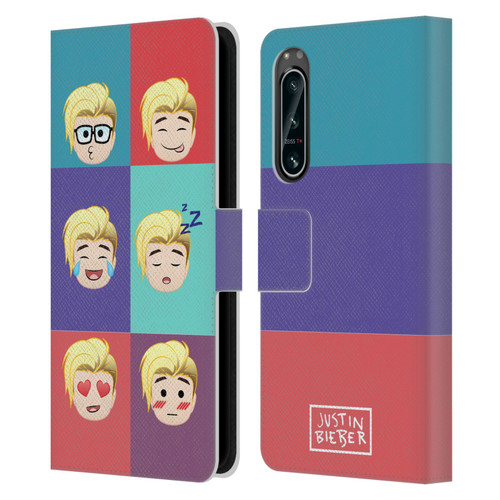 Justin Bieber Justmojis Cute Faces Leather Book Wallet Case Cover For Sony Xperia 5 IV