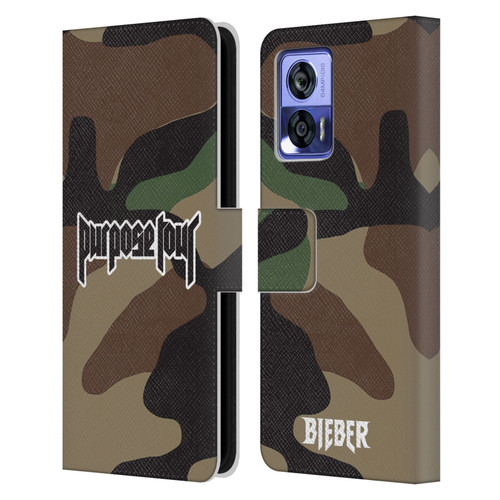 Justin Bieber Tour Merchandise Camouflage Leather Book Wallet Case Cover For Motorola Edge 30 Neo 5G