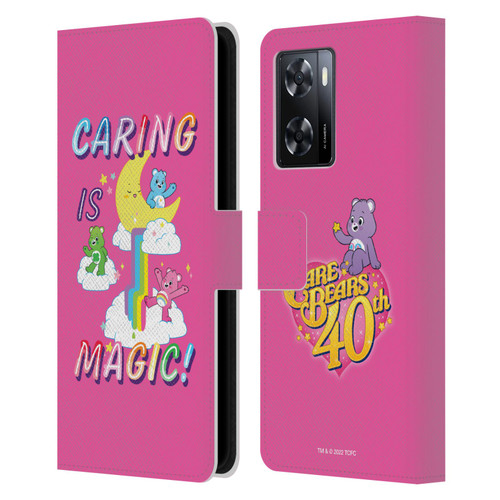 Care Bears 40th Anniversary Caring Is Magic Leather Book Wallet Case Cover For OPPO A57s