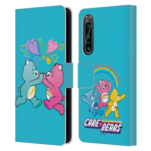Care Bears Characters Funshine, Cheer And Grumpy Group 2 Leather Book Wallet Case Cover For Sony Xperia 5 IV