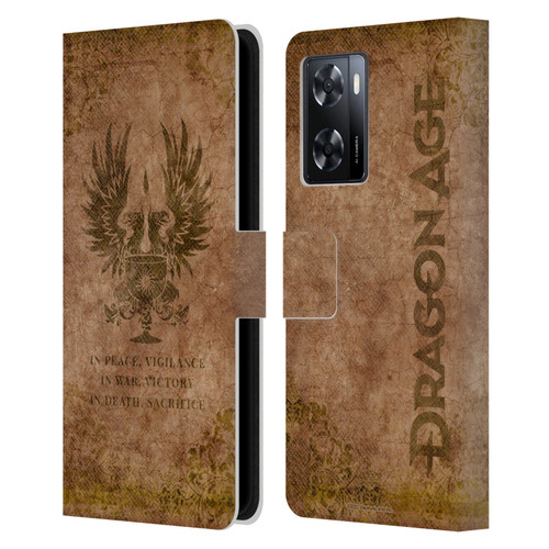EA Bioware Dragon Age Heraldry Grey Wardens Distressed Leather Book Wallet Case Cover For OPPO A57s