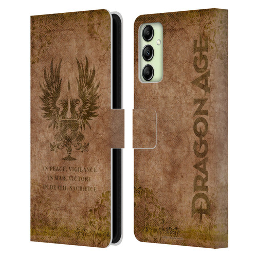 EA Bioware Dragon Age Heraldry Grey Wardens Distressed Leather Book Wallet Case Cover For Samsung Galaxy A14 5G