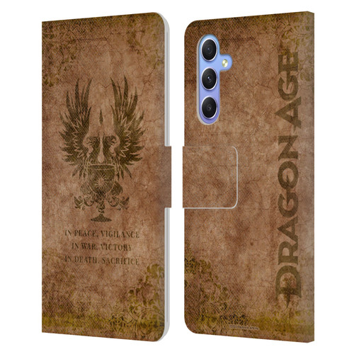 EA Bioware Dragon Age Heraldry Grey Wardens Distressed Leather Book Wallet Case Cover For Samsung Galaxy A34 5G