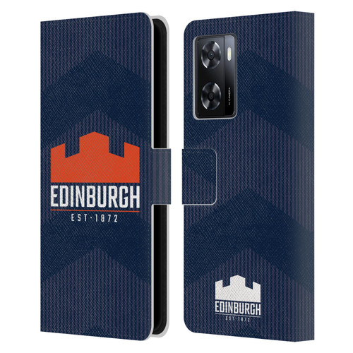 Edinburgh Rugby Graphics Lines Leather Book Wallet Case Cover For OPPO A57s