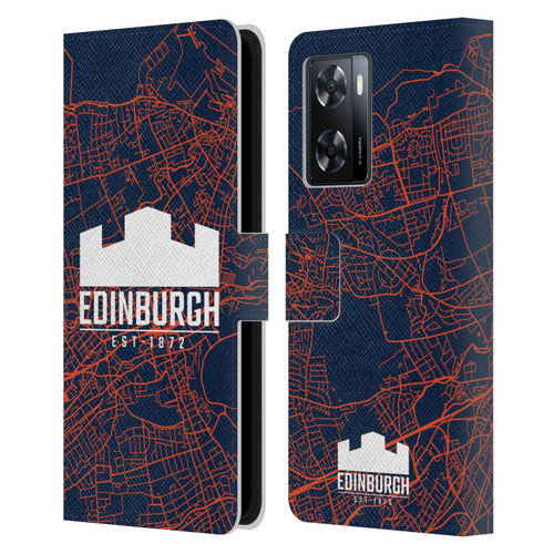 Edinburgh Rugby Graphics Map Leather Book Wallet Case Cover For OPPO A57s