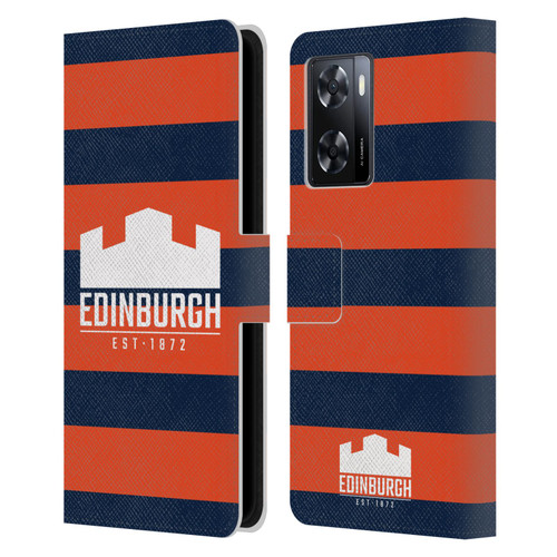 Edinburgh Rugby Graphics Stripes Leather Book Wallet Case Cover For OPPO A57s