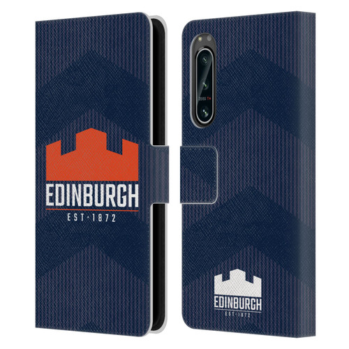 Edinburgh Rugby Graphics Lines Leather Book Wallet Case Cover For Sony Xperia 5 IV