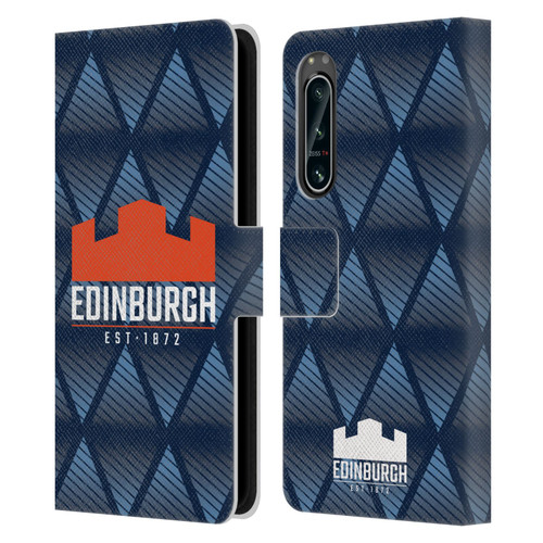 Edinburgh Rugby Graphics Pattern Leather Book Wallet Case Cover For Sony Xperia 5 IV