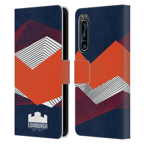 Edinburgh Rugby Graphics Shapes Leather Book Wallet Case Cover For Sony Xperia 5 IV