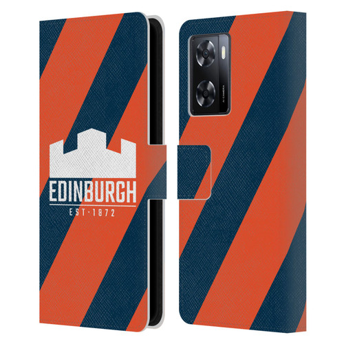 Edinburgh Rugby Logo Art Diagonal Stripes Leather Book Wallet Case Cover For OPPO A57s