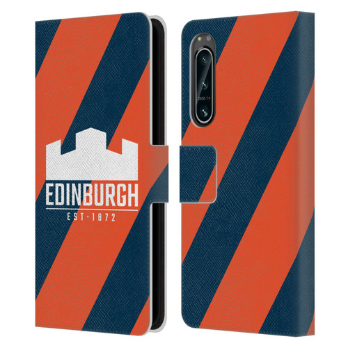 Edinburgh Rugby Logo Art Diagonal Stripes Leather Book Wallet Case Cover For Sony Xperia 5 IV