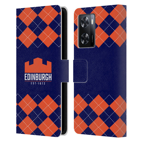Edinburgh Rugby Logo 2 Argyle Leather Book Wallet Case Cover For OPPO A57s