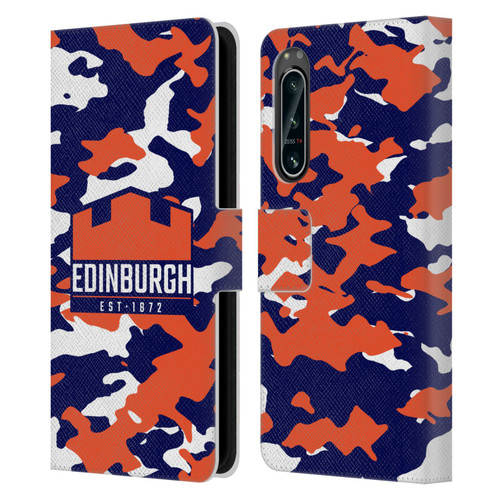 Edinburgh Rugby Logo 2 Camouflage Leather Book Wallet Case Cover For Sony Xperia 5 IV