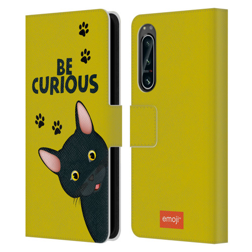 emoji® Cats Curious Leather Book Wallet Case Cover For Sony Xperia 5 IV