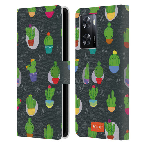 emoji® Cactus And Pineapple Pattern Leather Book Wallet Case Cover For OPPO A57s