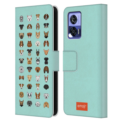 emoji® Dogs Breeds Leather Book Wallet Case Cover For Motorola Edge 30 Neo 5G