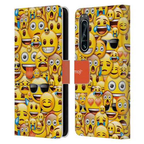 emoji® Full Patterns Smileys Leather Book Wallet Case Cover For Sony Xperia 5 IV