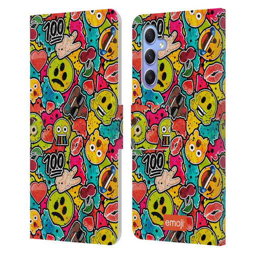 emoji® Graffiti Colours Leather Book Wallet Case Cover For Samsung Galaxy A34 5G