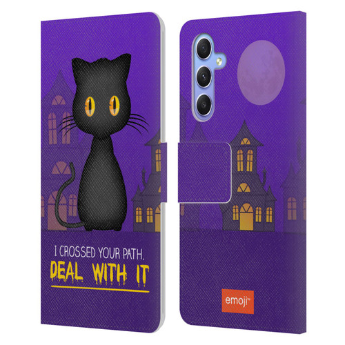 emoji® Halloween Parodies Black Cat Leather Book Wallet Case Cover For Samsung Galaxy A34 5G