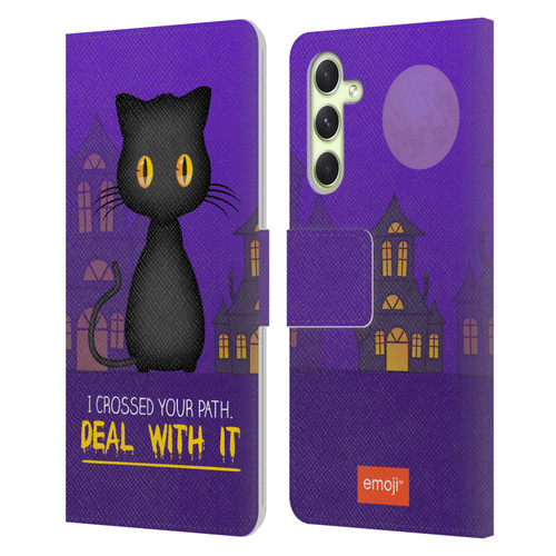 emoji® Halloween Parodies Black Cat Leather Book Wallet Case Cover For Samsung Galaxy A54 5G