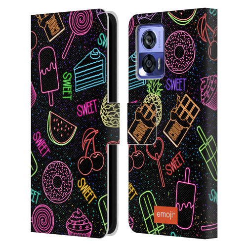 emoji® Neon Sweet Leather Book Wallet Case Cover For Motorola Edge 30 Neo 5G