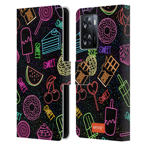 emoji® Neon Sweet Leather Book Wallet Case Cover For OPPO A57s