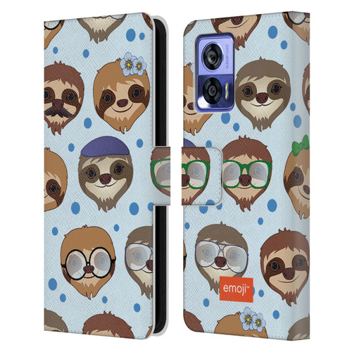 emoji® Sloth Pattern Leather Book Wallet Case Cover For Motorola Edge 30 Neo 5G