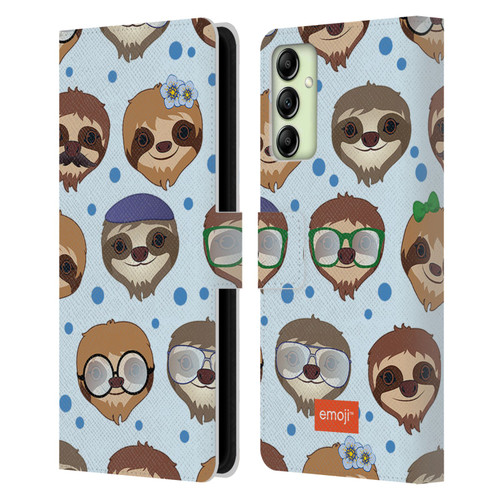 emoji® Sloth Pattern Leather Book Wallet Case Cover For Samsung Galaxy A14 5G