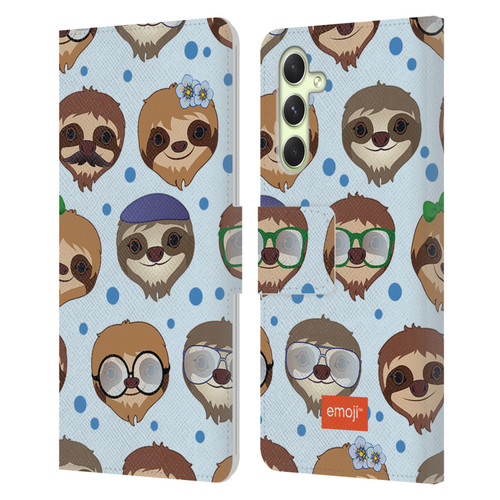 emoji® Sloth Pattern Leather Book Wallet Case Cover For Samsung Galaxy A54 5G