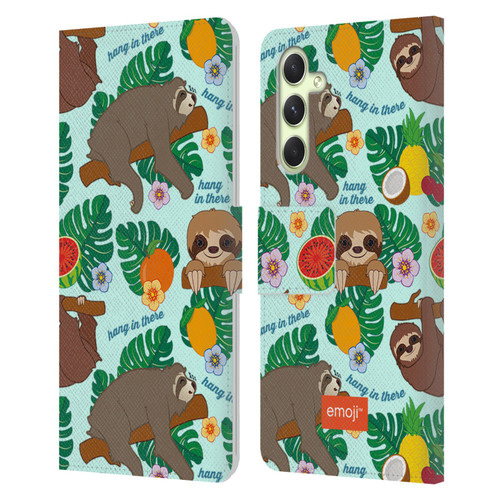 emoji® Sloth Tropical Leather Book Wallet Case Cover For Samsung Galaxy A54 5G