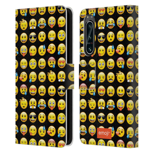 emoji® Smileys Pattern Leather Book Wallet Case Cover For Sony Xperia 5 IV